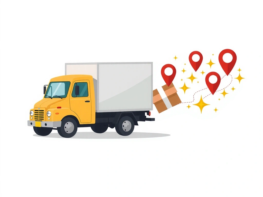 Illustration of a delivery truck with packages