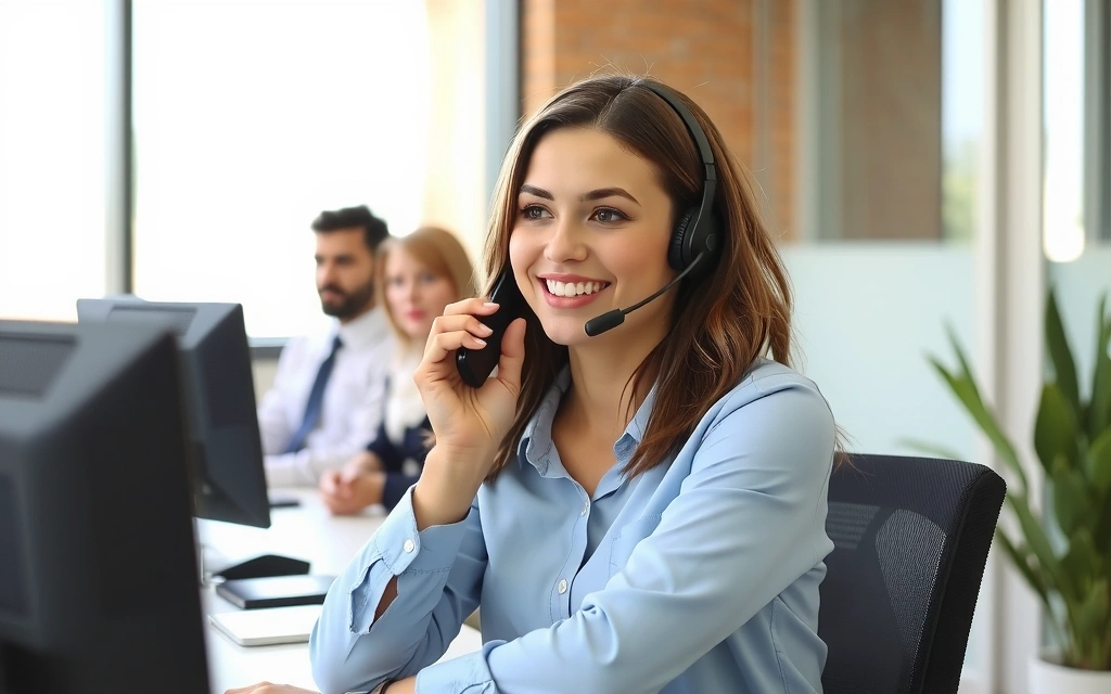 Customer service representative assisting a client via phone